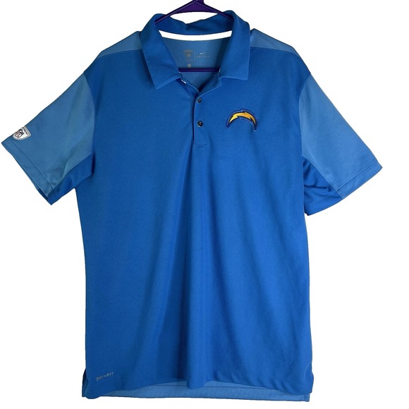 Nike Dri Fit Performance Equipment NFL Training‎ Charger Blue Polo Shirt L - Picture 1 of 7